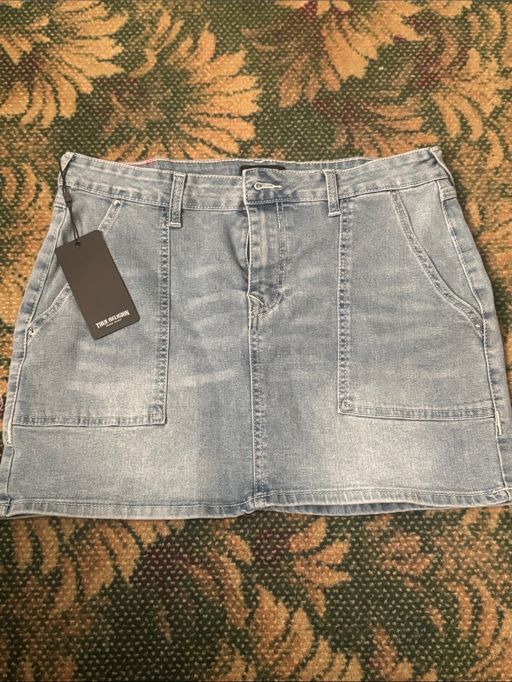 Pale Blue Denim Mini Skirt